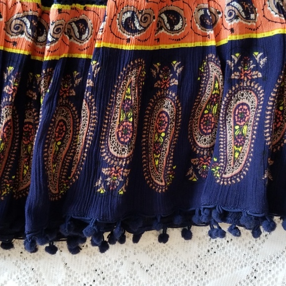 Francesca's Navy Paisley Swing Skirt - Picture 3 of 7